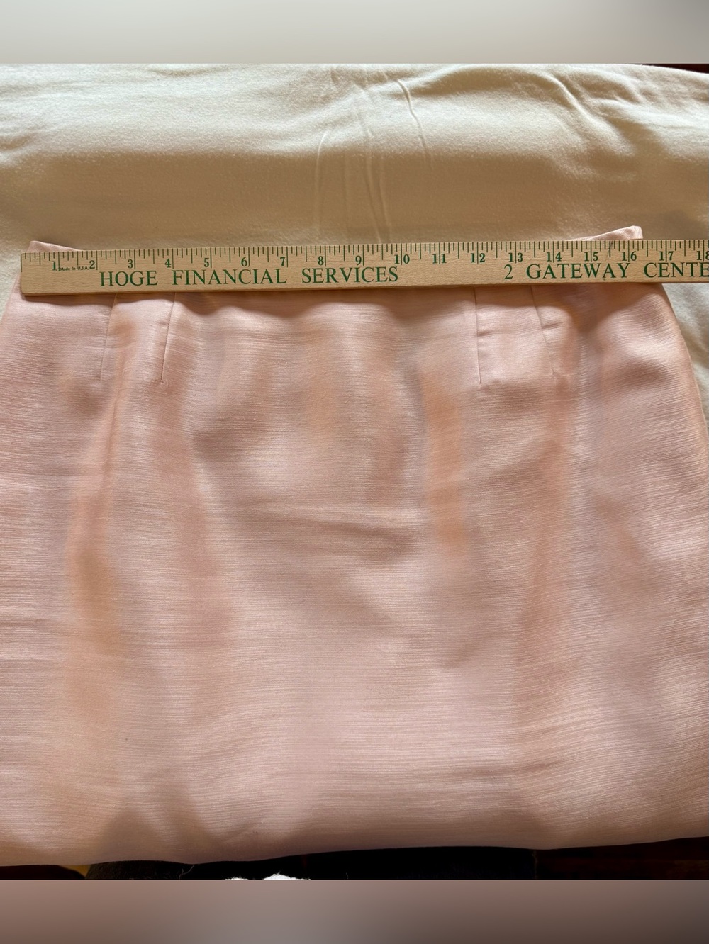 Le Suit Blush Pink Satin Two-Piece Skirt Suit Sz. 14 Career Mother-of-the-Bride - Picture 15 of 16